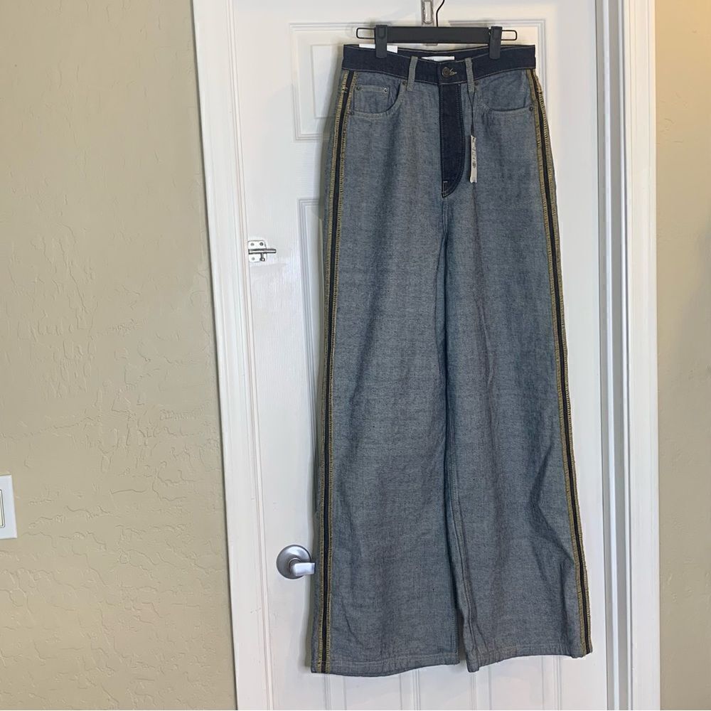 Zara The Inside Out Denim Pant Wide Leg High Rise Size 4 - Picture 15 of 16